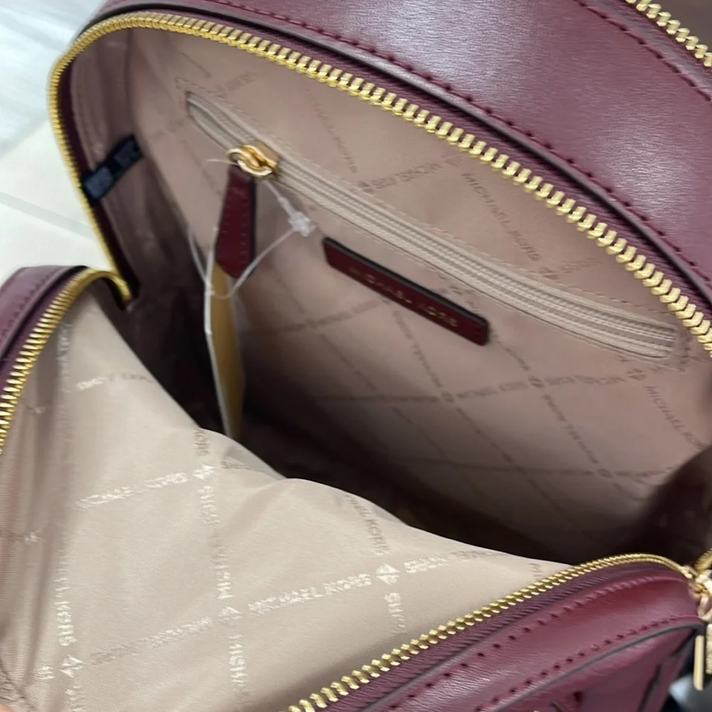 Michael Kors Jaycee Medium Pebbled Leather Backpack
 Oxblood/Golden NWT - Picture 16 of 16